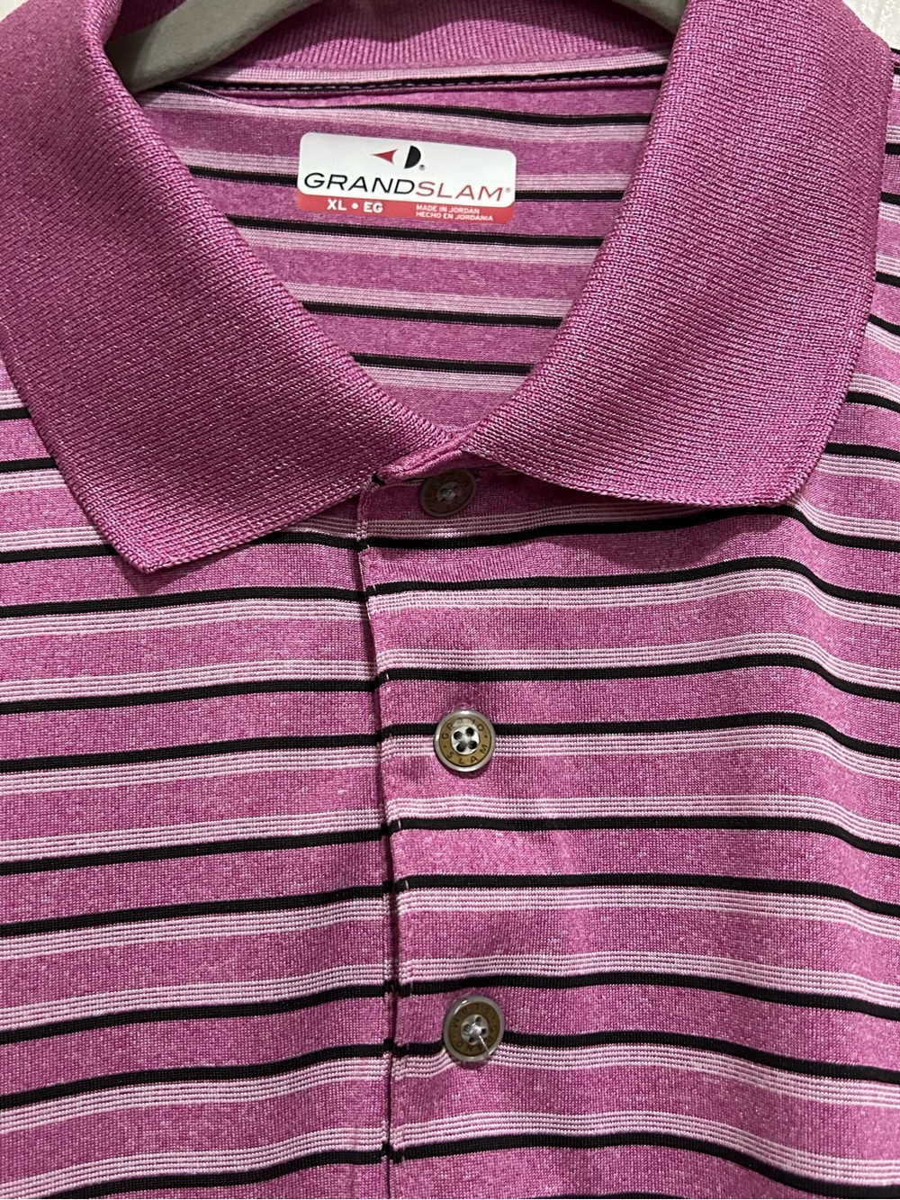 Grand Slam Men's Magenta Striped Polo